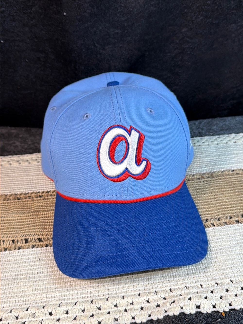 New Era Light Blue and Royal Blue Baseball Cap with Red Trim